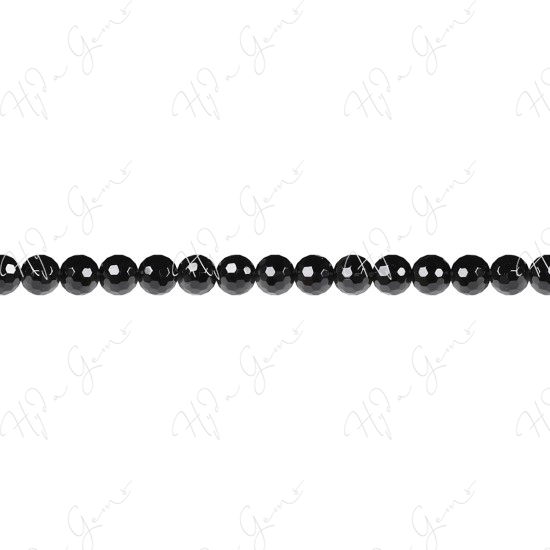 Black Agate Faceted Beads