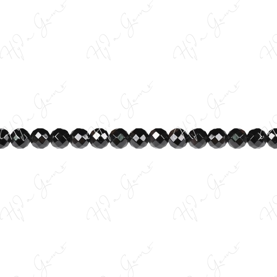 Black Agate Faceted Beads