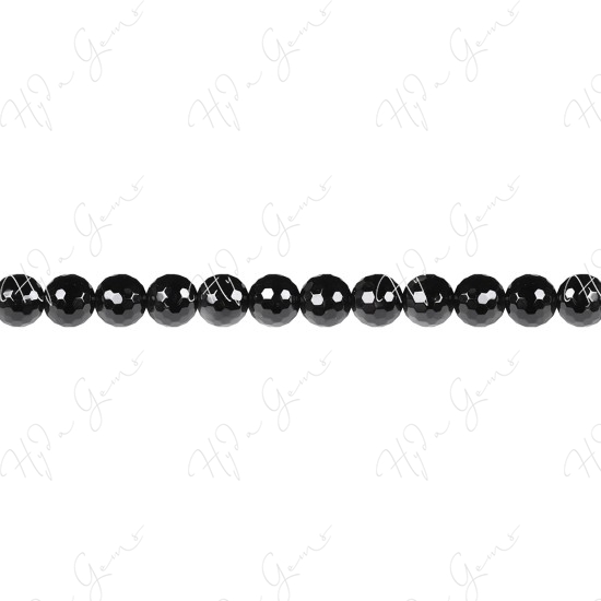 Black Agate Faceted Beads