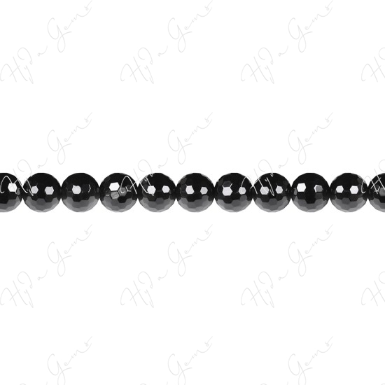 Black Agate Faceted Beads