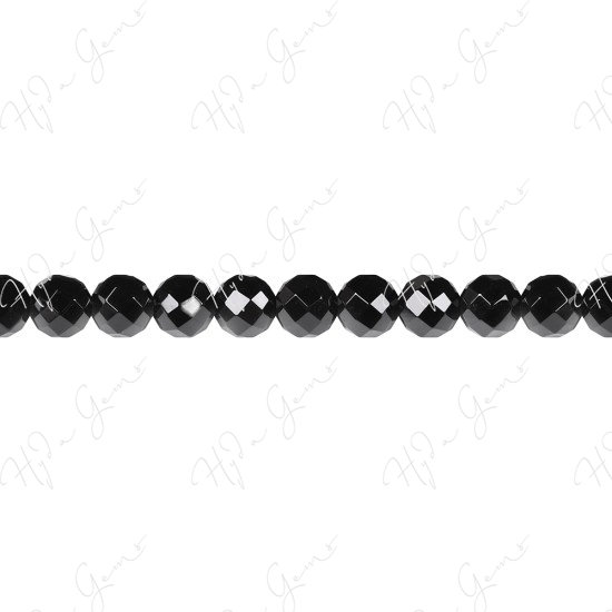 Black Agate Faceted Beads