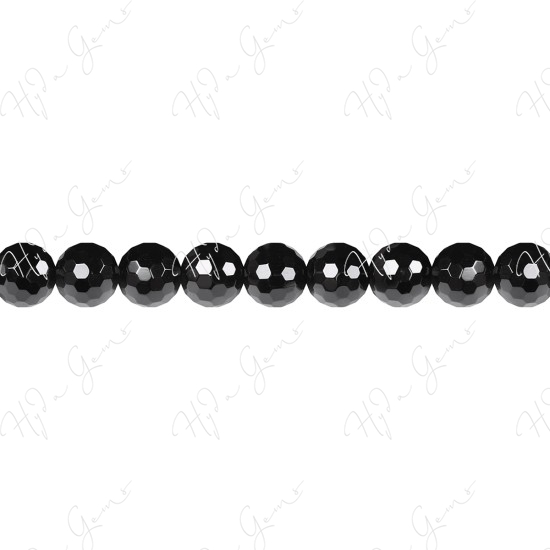 Black Agate Faceted Beads