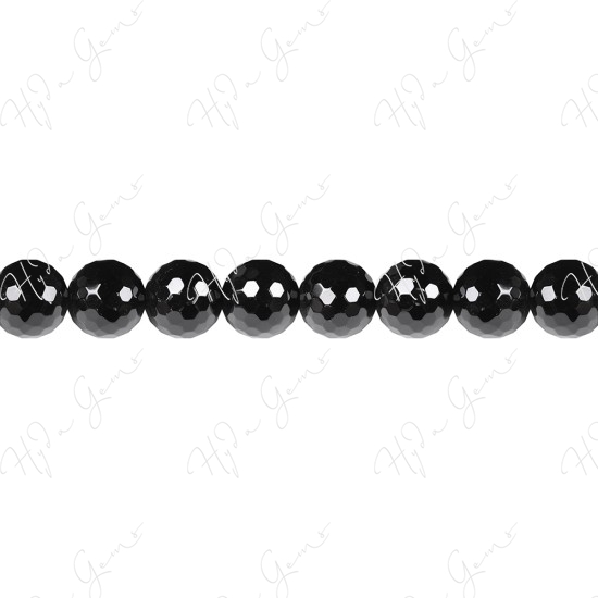 Black Agate Faceted Beads