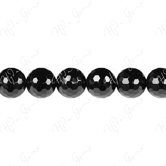 Black Agate Faceted Beads