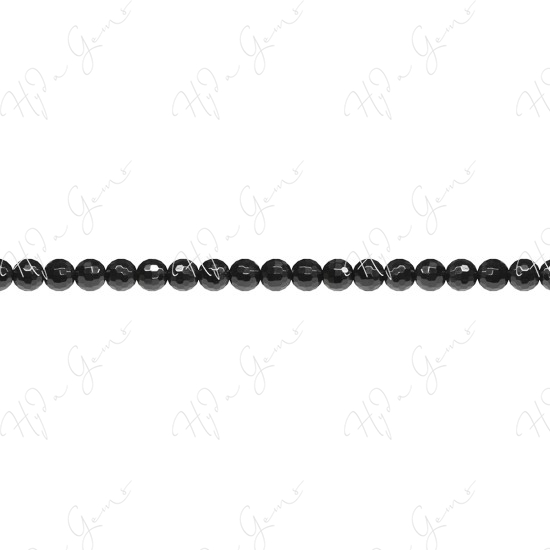 Black Agate Faceted Beads