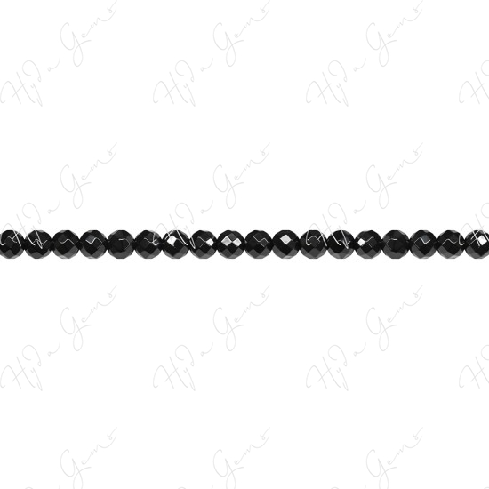 Black Agate Faceted Beads