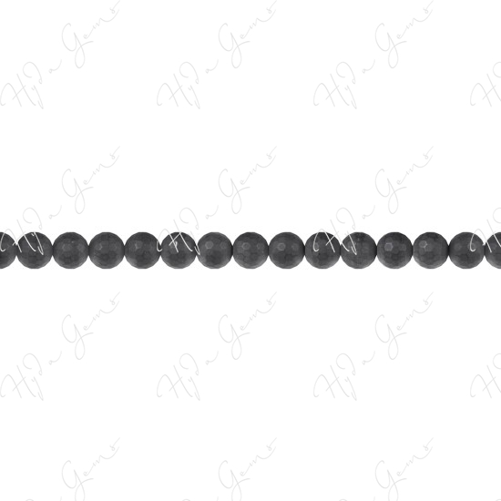 Matte Black Agate Faceted Beads