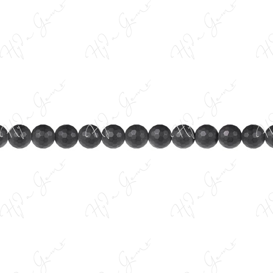 Matte Black Agate Faceted Beads