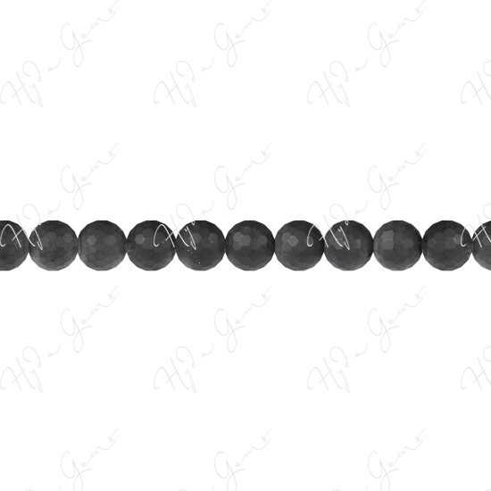 Matte Black Agate Faceted Beads