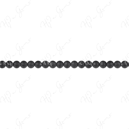 Matte Black Agate Faceted Beads