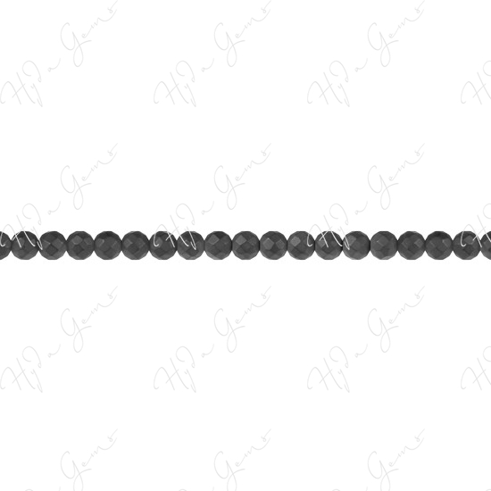 Matte Black Agate Faceted Beads