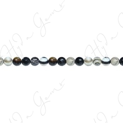 Black Striped Agate Faceted Beads