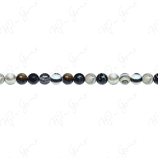 Black Striped Agate Faceted Beads