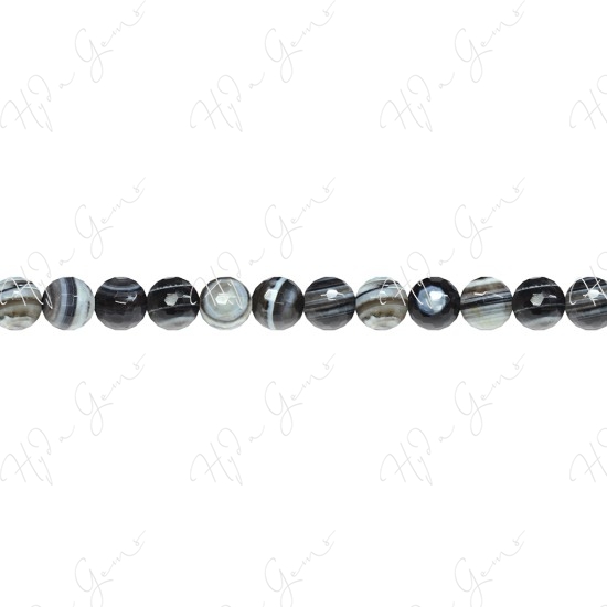 Black Striped Agate Faceted Beads