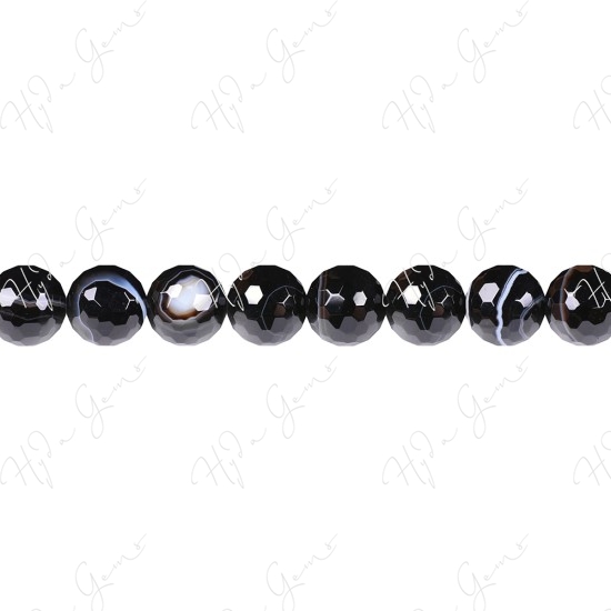 Black Striped Agate Faceted Beads