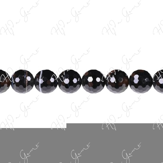 Black Striped Agate Faceted Beads