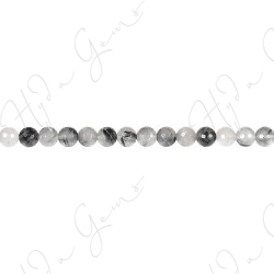 Black Rutile Quartz Faceted Beads