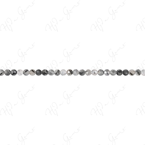 Black Rutile Quartz Faceted Beads