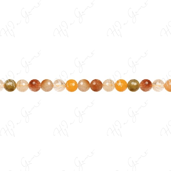 Multi Rutile Quartz Faceted Beads (A)