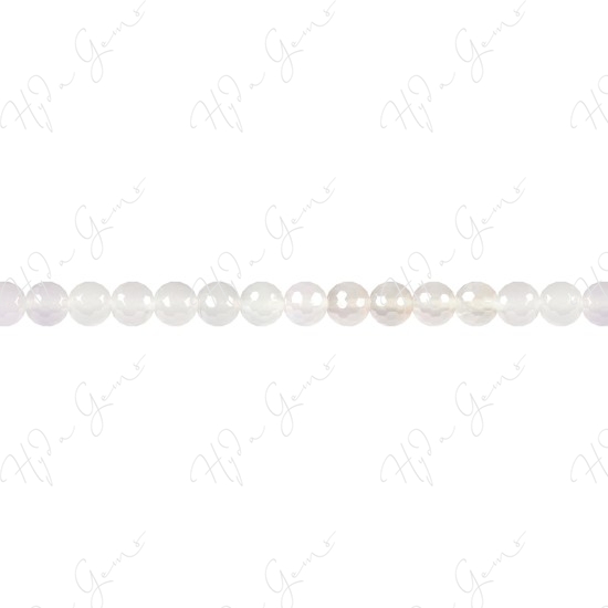 White Agate Faceted Beads