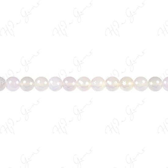 White Agate Faceted Beads