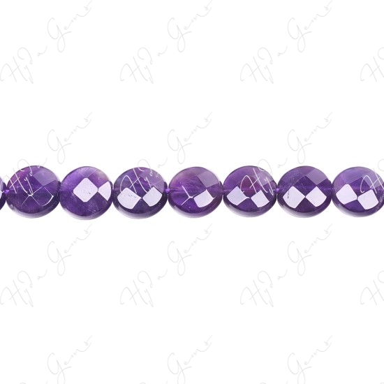 Amethyst Faceted Coin Beads