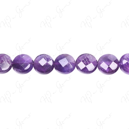 Amethyst Faceted Coin Beads