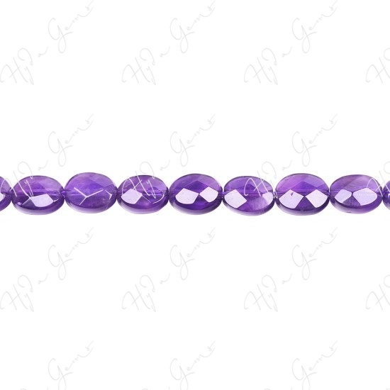 Amethyst Faceted Flat Oval Beads