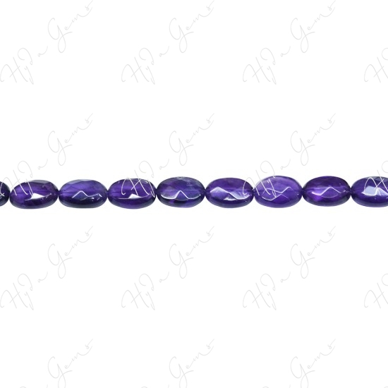 Amethyst Faceted Flat Oval Beads