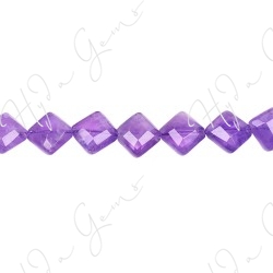 Amethyst Faceted Flat Square Beads