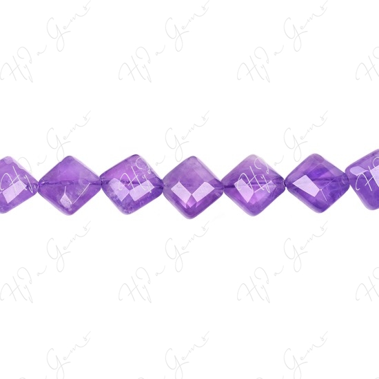 Amethyst Faceted Flat Square Beads