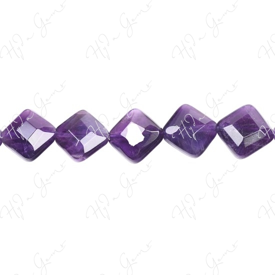 Amethyst Faceted Flat Square Beads