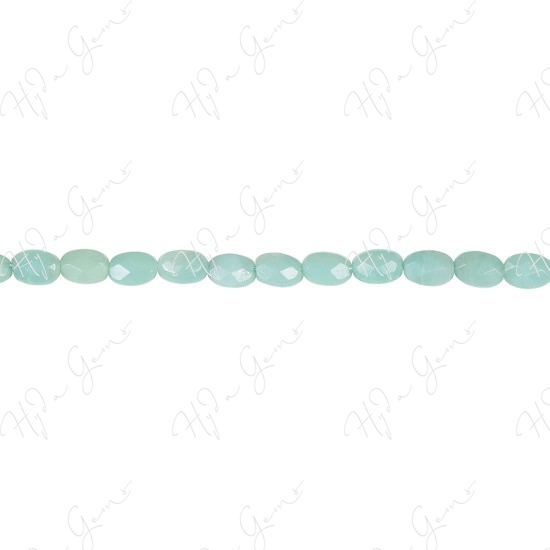 Amazonite Faceted Flat Oval Beads