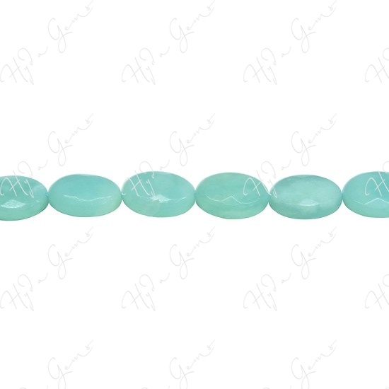 Amazonite Faceted Flat Oval Beads