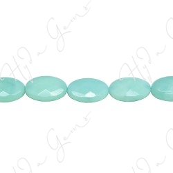 Amazonite Faceted Flat Oval Beads