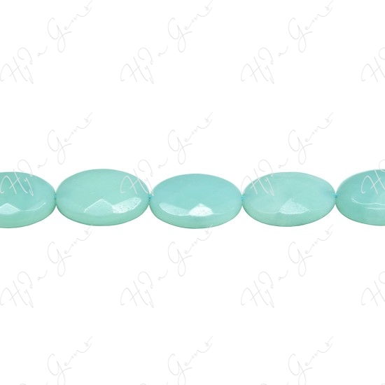 Amazonite Faceted Flat Oval Beads