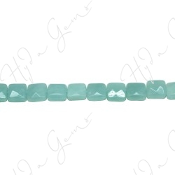 Amazonite Faceted Flat Square Beads