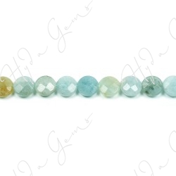 Aquamarine Multi-Color Faceted Coin Beads