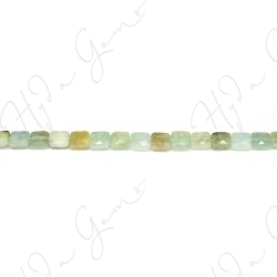 Aquamarine Multi-Color Faceted Flat Square Beads