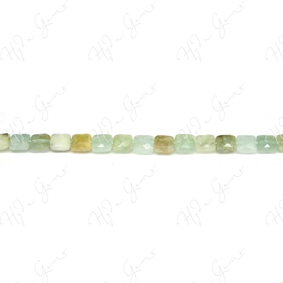 Aquamarine Multi-Color Faceted Flat Square Beads