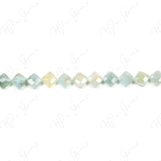 Aquamarine Multi-Color Faceted Flat Square Beads