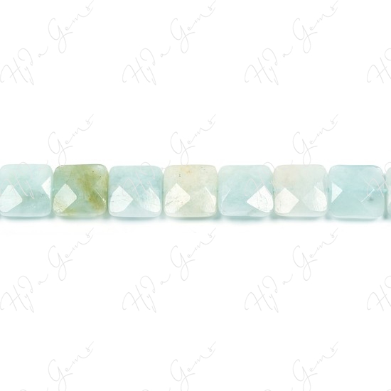 Aquamarine Multi-Color Faceted Flat Square Beads