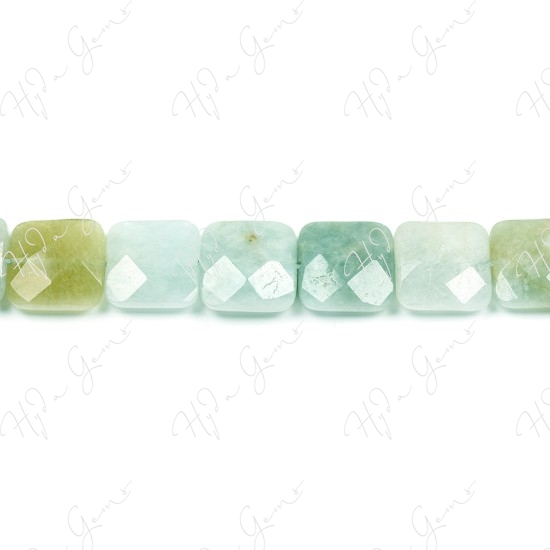 Aquamarine Multi-Color Faceted Flat Square Beads