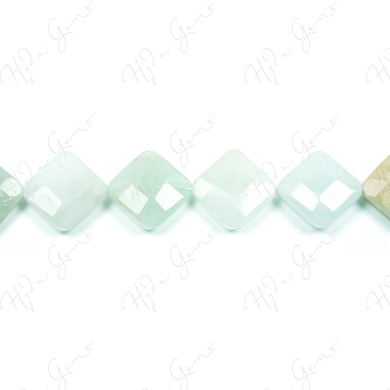 Aquamarine Multi-Color Faceted Flat Square Beads