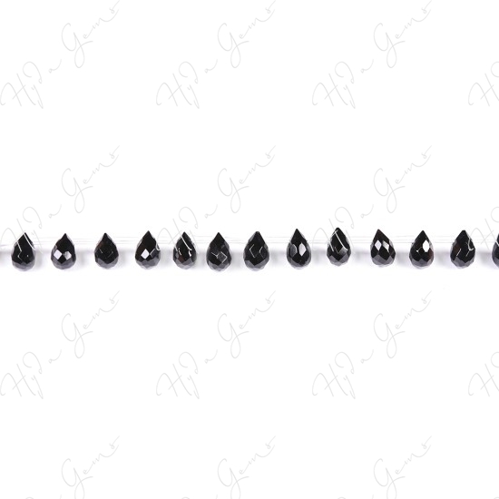 Black Agate Faceted Drop Beads