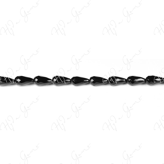 Black Agate Faceted Drop Beads