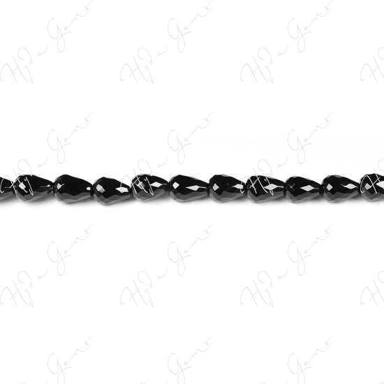 Black Agate Faceted Drop Beads