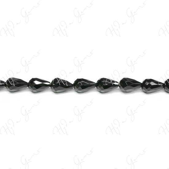 Black Agate Faceted Drop Beads