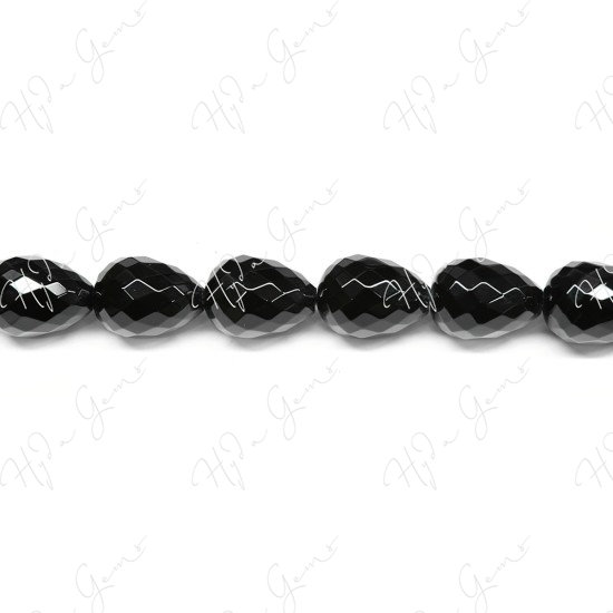 Black Agate Faceted Drop Beads