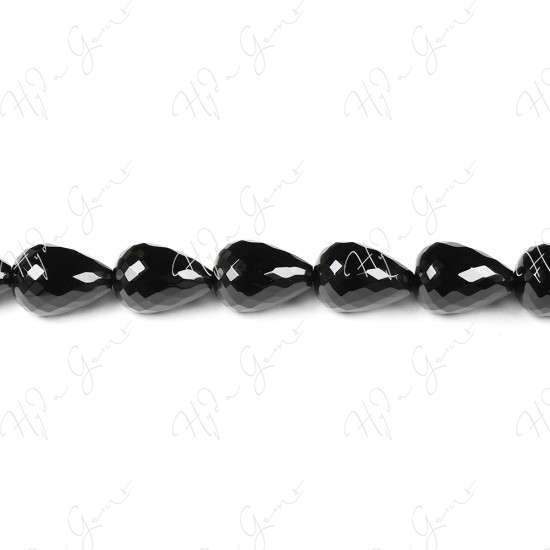 Black Agate Faceted Drop Beads